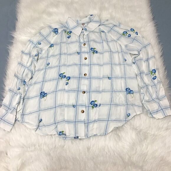 Free People White Satin Window To My Heart Button Down Shirt New Size Medium - Picture 3 of 9